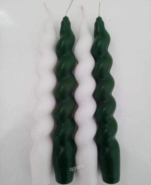4'lü Çok 4 Renkli Italyan Burgulu Şamdan Soya Mumu Doğal Kokulu Uzun Çubuk Konik Burgu Spiral Mum - Image 1