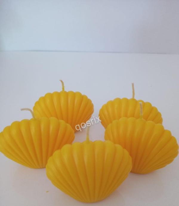 5'li Sarı Mini İstiridye Deniz Kabuğu 1. Kalite Doğal Kokulu Mum Dekoratif - Image 1