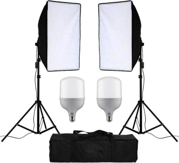 Soligor 50X70 Softbox Güçlü Led Ampullü Youtube Video Ve Fotoğraf 2Li Softbox Sürekli Işık - Image 1