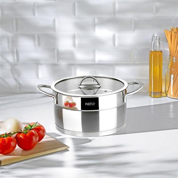 Nehir Silver Mat Trend 24 cm Derin Çelik Tencere - Image 1