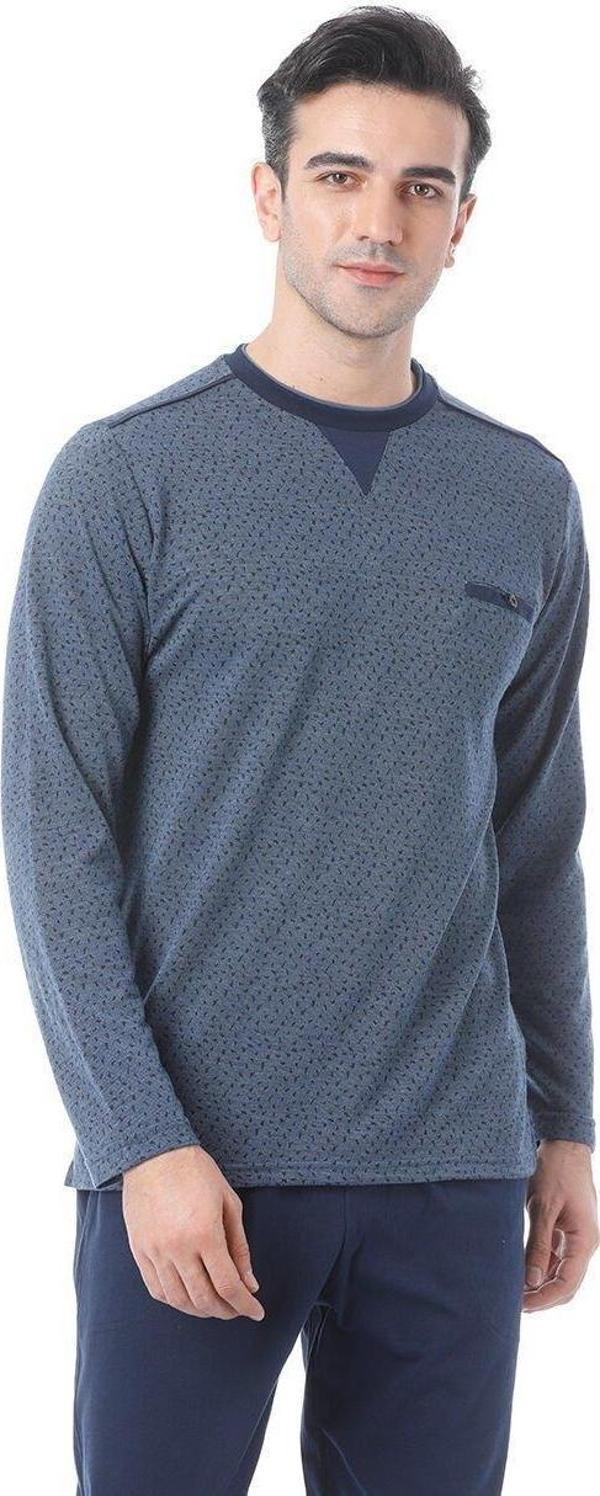 Çift Kaplan 8519 Erkek Uzun Kollu Jakarlı O Yaka Pijama Takımı - Image 1