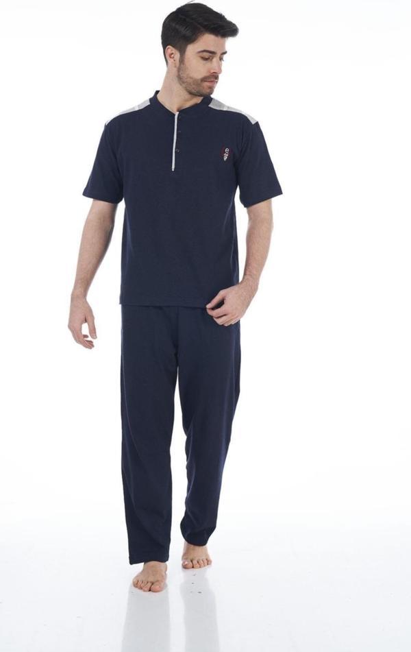 Estiva 22261 Erkek Penye Apolet Desenli Kısa Kollu Pijama Takımı - Image 1