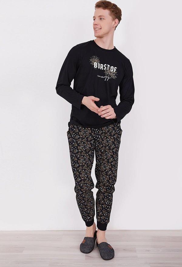 Arnetta 2302 Burst Of Energy Siyah Erkek Uzun Kol Pijama Takım - Image 1