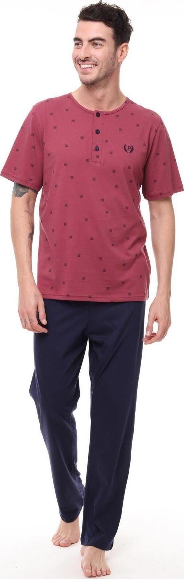 Pijadore 1405 Erkek Kısa Kollu Yakası Düğmeli Pijama Takım - Image 1