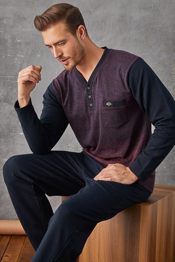 Kly 7033 Erkek Jivago Yaka Pijama Takım - Image 1
