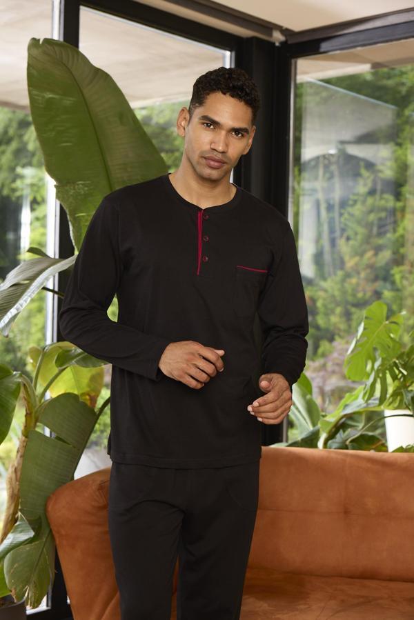 Kly 9250 Erkek Dört Mevsim Midi Yaka Uzun Kollu Pijama Takım - Image 1