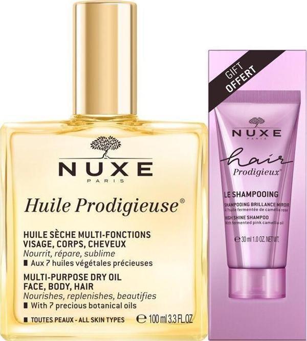 NUXE Huile Prodigieuse SET Hair Prodigieux High Shine Şampuan 30 ml HEDİYE - Image 1