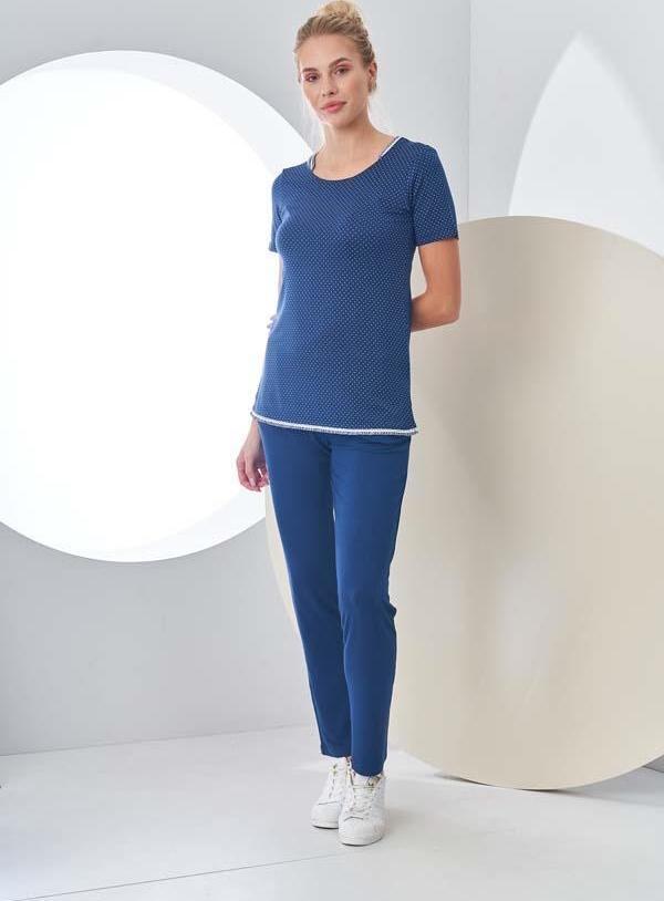 Pjs 24200 Kadın Puantiyeli Yarım Kollu Pijama Takım - Image 1