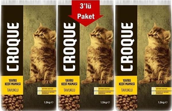 Croque Tavuklu Yavru Kedi Maması 1,5 Kg * 3 Adet - Image 1