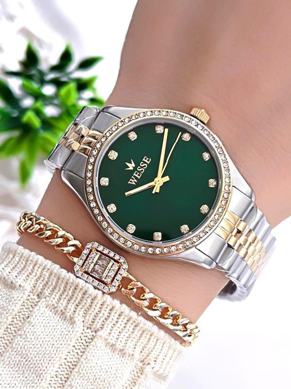 Wesse Çelik Kordon Takvimli Kadran 5 Atm Suya Dayanıklı Kadın Kol Saati+Bileklik BW.109703.SY - Image 1