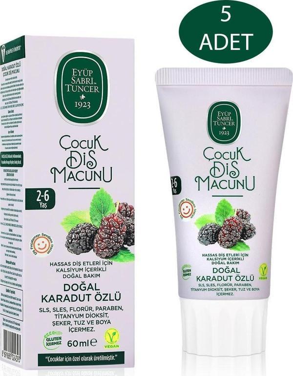 Doğal Karadut Özlü 2-6 Yaş Çocuk Diş Macunu 60 Ml 5 Adet - Image 1