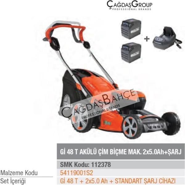 Oleomac Gİ48T Akülü Çim Biçme Makinesi 2 Adet 5 AH Akü + Şarj Cihazı - Image 1