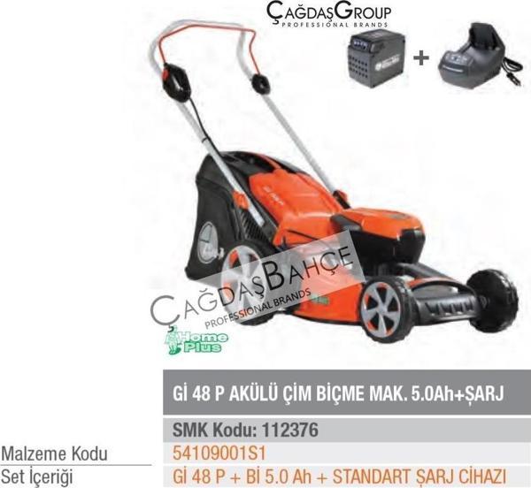 Oleomac Gİ48P Akülü Çim Biçme Makinesi 5.0 AH Akü+ Şarj Cihazı - Image 1