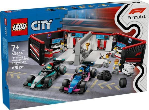 LEGO City 60444 F1 Garage and Mercedes-AMG and Alpine Cars - Image 1