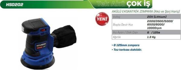 Hyundaı HSO202 Akülü Eksantrik Zımpara Akü ve Şarj Aleti Hariçtir - Image 1