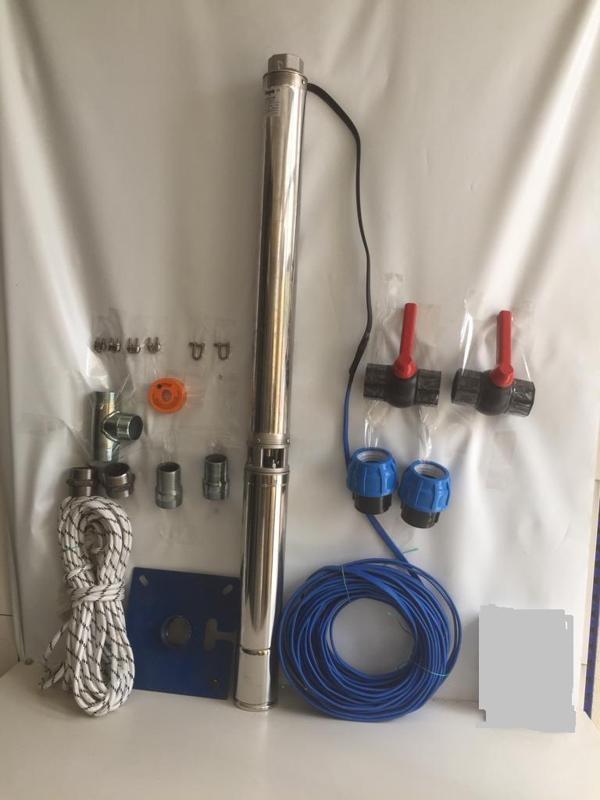 Impo Sk 415/28 10HP Krom Başlıklı  70 MT Yassı Kablolu ve  140 mt Halatlı Trifaze Takım Dalgıç Pompa - Image 1