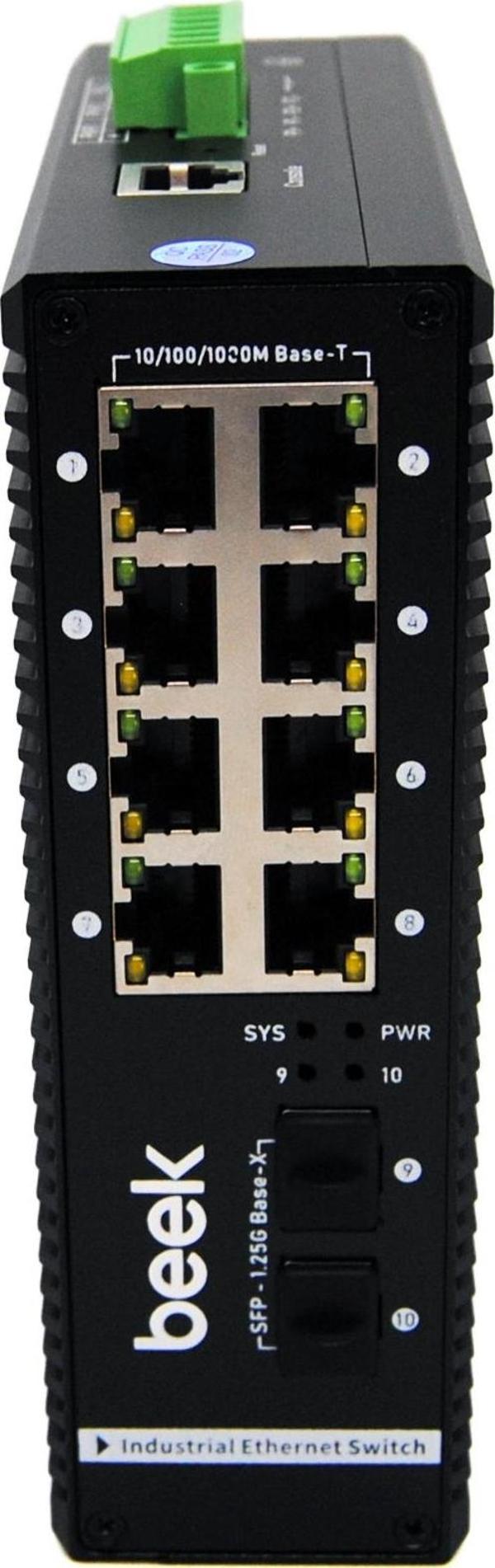 Beek Yönetilebilir L2+ Endüstriyel PoE Switch 8 x 10/100/1000T  IEEE802.3af/at PoE+ port (Port başına 30.8 watt) (PoE Gü - Image 1