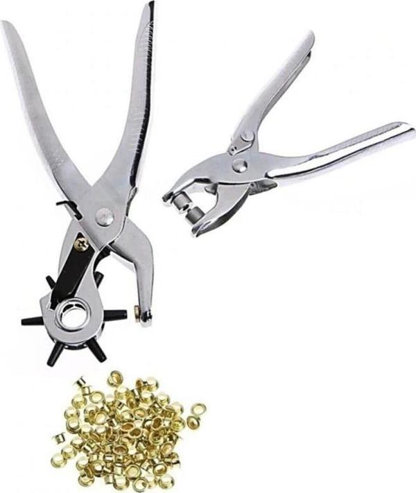 Kemer Delme ve Perçin Pensesi Ikli Set Deri Plastik Delici TdrTR - Image 1