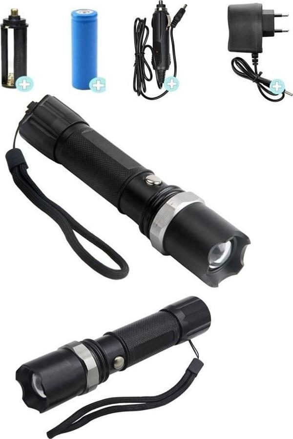 Swat Profesyonel Şarjlı El Feneri Ledli Flashlight Zoom Özellikli 6 Parça Full Set TdrTR - Image 1