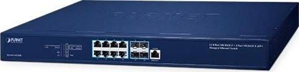 L3 8-Port 10GBASE-T + 4-Port 10GBASE-X SFP+ Managed Ethernet Switch with Dual 100~240V AC Redundant Power TdrTR - Image 1