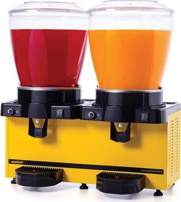 Samixir MM44.AY Twin Soğuk İçecek Dispenseri, 22+22 L, Panaromik, Analog, Karıştırıcılı, Sarı - Image 1