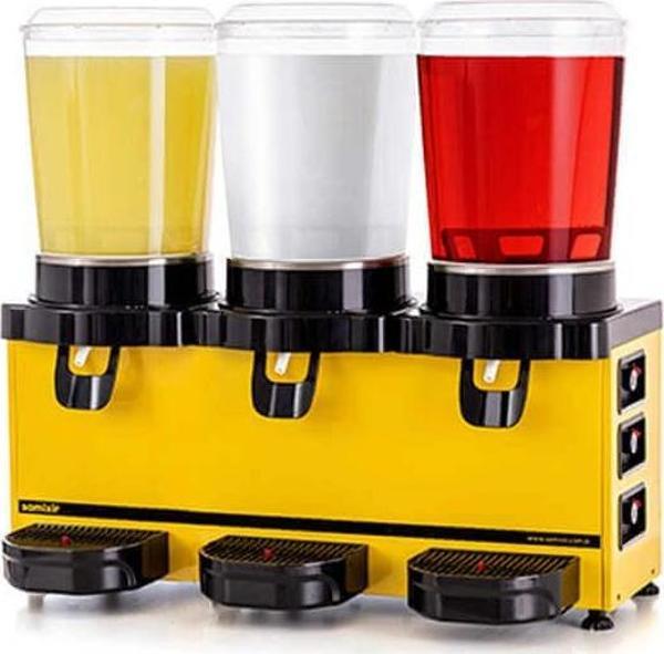 Samixir MMM30.AY Soğuk İçecek Dispenseri, 10+10+10 L, Analog, Panoramik, Karıştırıcılı, Sarı - Image 1