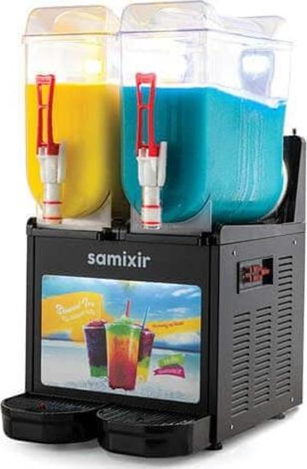 Samixir SLUSH24.BA Slush Twin Allure, Granita, Meyve Suyu Dispenseri, 12+12 L, Siyah - Image 1
