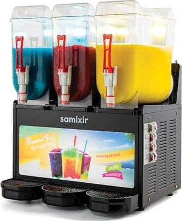 Samixir SLUSH36.BA Slush Triple Allure, Granita, Meyve Suyu Dispenseri, 12+12+12 L, Siyah - Image 1