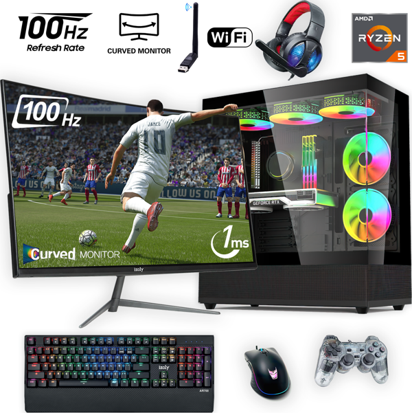 İZOLY T13 X RYZEN 5 5500 16GB 512GB M.2 NVME GTX 1660 SUPER 6GB Oyuncu Masaüstü Bilgisayarı - Image 1