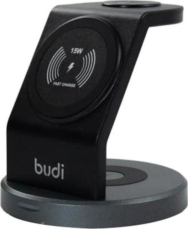 PMR Budi 3-in-1 Kablosuz Şarj Ünitesi | Telefon, Kulaklık ve Apple Watch İçin 15W Hızlı Şarj - Image 1