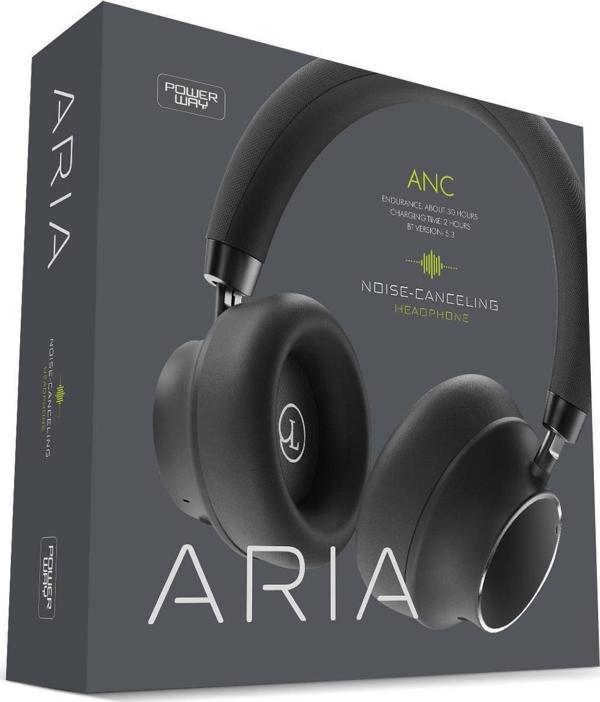 Powerway ARIA Kablosuz Bluetooth 5.3 Kulaklık - Hibrit ANC, 30 Saat Pil Ömrü, 44mm Sürücüler, Aux ve Mikrofonlu Siyah 00 - Image 1