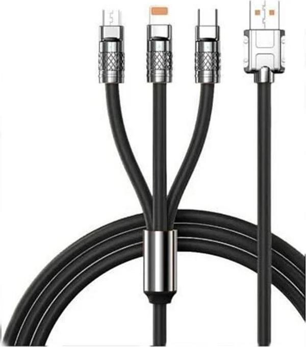 Torima 3in1 Type C- Lightning- Micro Usb Silikon 3.0A 1.5M Şarj ve Data Kablosu  - Image 1