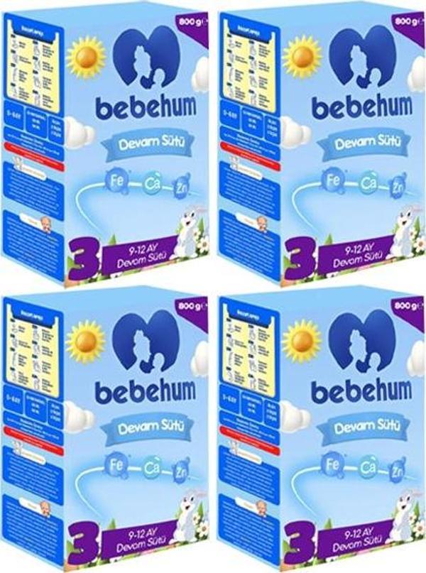 Bebehum 3 No Devam Sütü 9-12 Ay 800 gr x 4 Adet - Image 1