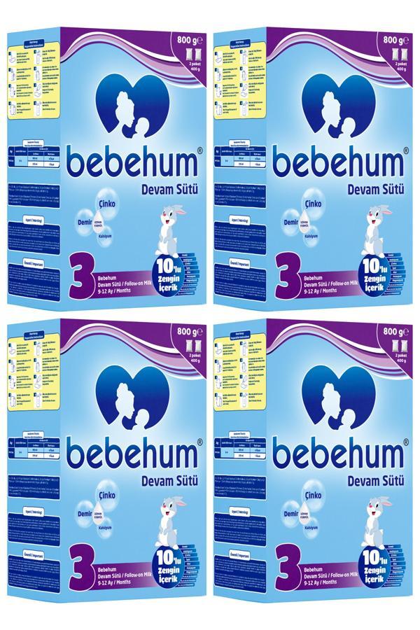 Bebehum 3 No Devam Sütü 9-12 Ay 800 gr x 4 Adet - Image 1