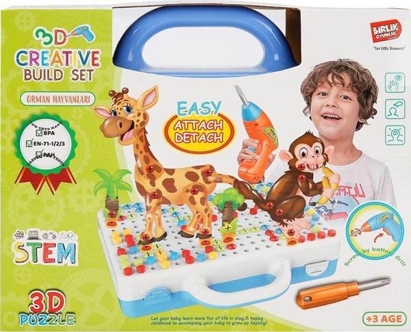 Birlik Oyuncak 3D Eğitici Matkap Seti Hayvanlar - Image 1