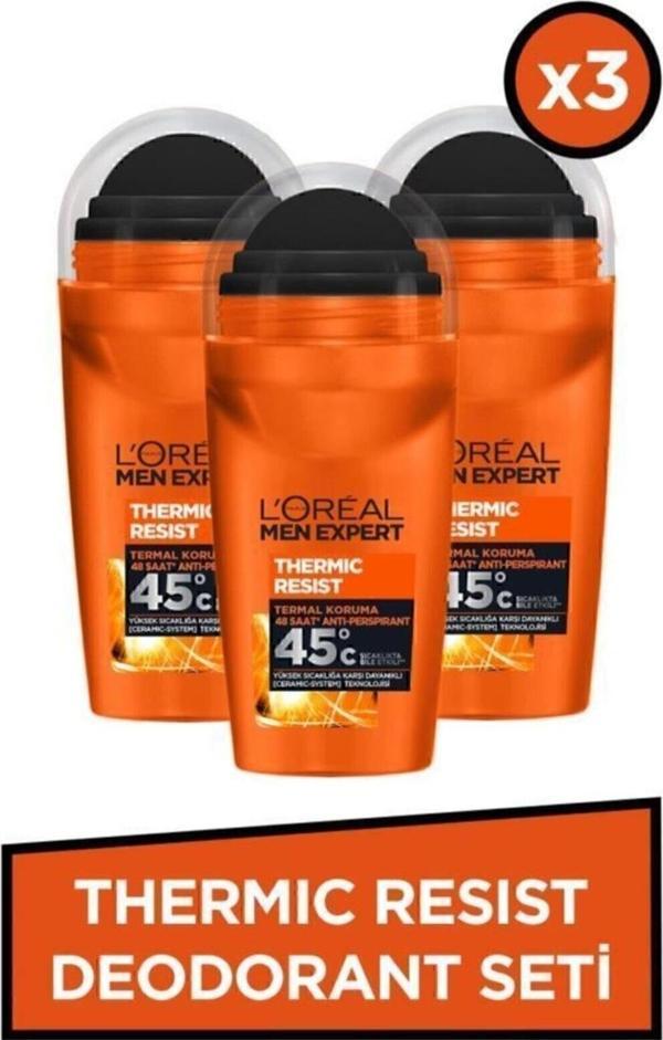 Loreal Paris Men Expert Anti Perspiran Yüksek Sıcaklıkta Etkili Roll On 50 ml x 3 Adet - Image 1
