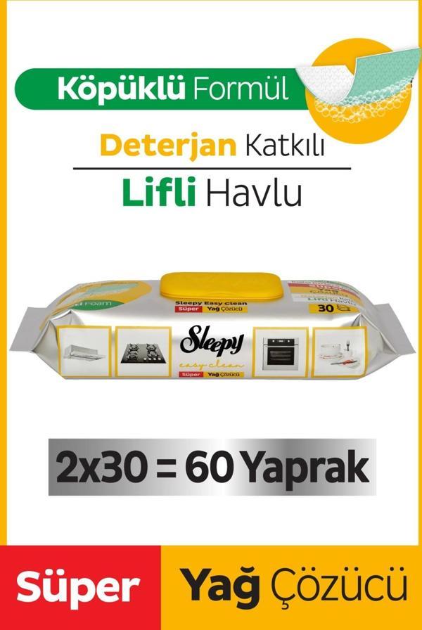 Sleepy Easy Clean Süper Yağ Çözücü Havlu 2x30 (60 Yaprak) - Image 1