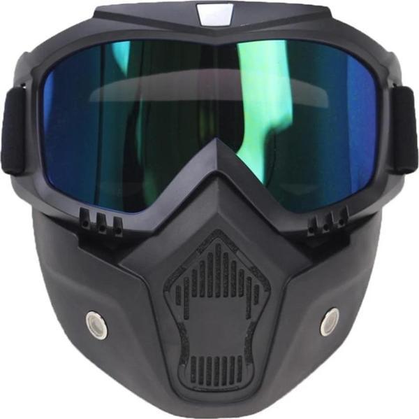 Cross Motosiklet Bisiklet Gözlüğü Açık Kask Maskesi Süngerli Bant Lastikli Jet Maske Mavi Cam - Image 1