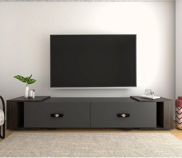 Cantek Cherryct Tv Sehpası Antrasit-Ceviz - Image 1