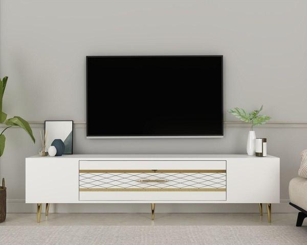 Cantek Dekolp2Ct Tv Sehpası Beyaz-Altın - Image 1