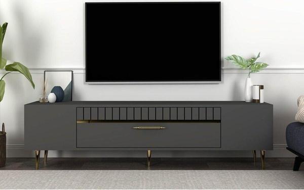 Cantek Dizayn Dekolp1Ct Tv Sehpası Antrasit-Altın - Image 1