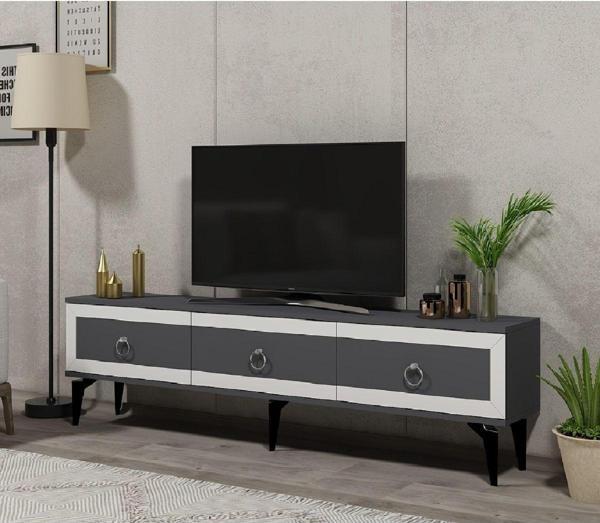 Cantek Dizayn Selen Tv Sehpası (Alt Modül) Antrasit-Beyaz - Image 1