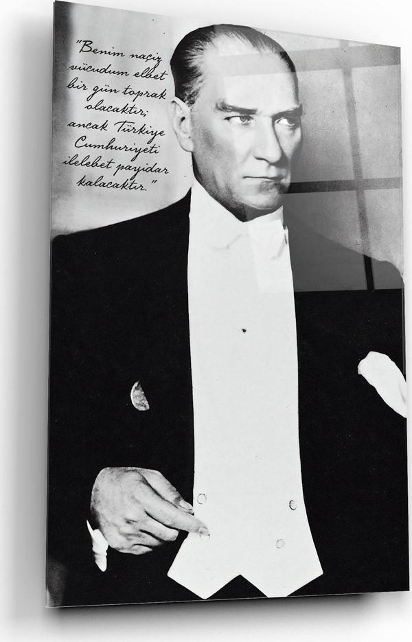 Atatürk Cam Tablo | Hediyelik, Dekoratif, Ofis, Mutfak  - Image 1