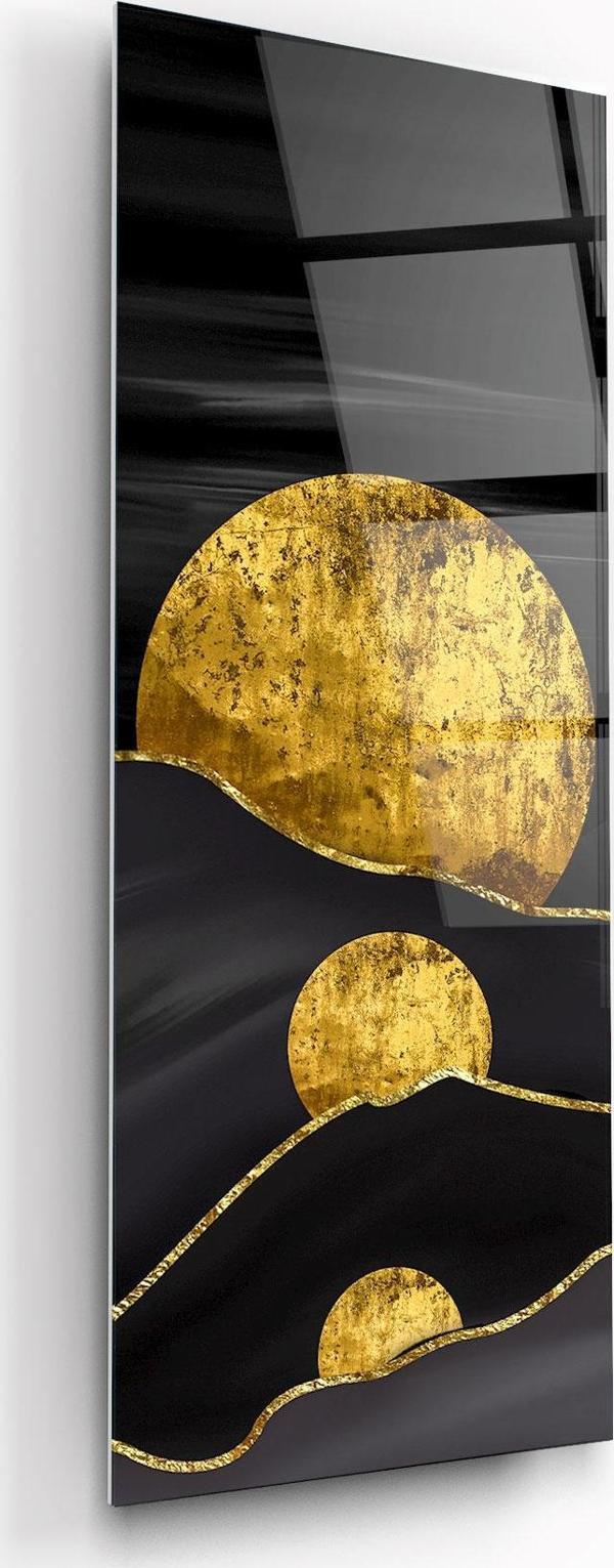 Soyut Gold Panoramik Cam Tablo | Hediyelik, Dekoratif, Ofis, Mutfak  - Image 1