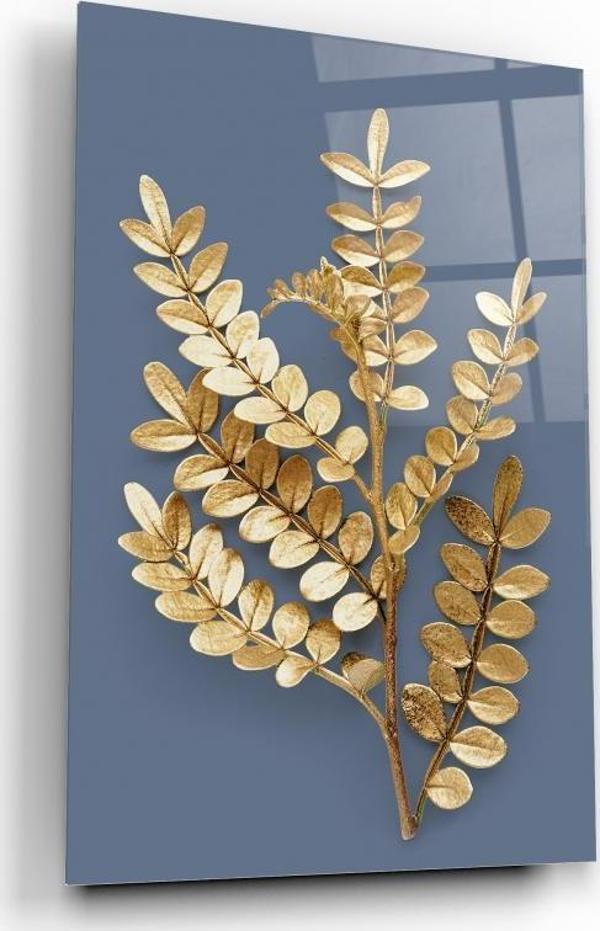 Gold Yapraklar Cam Tablo | Hediyelik, Dekoratif, Ofis, Mutfak  - Image 1