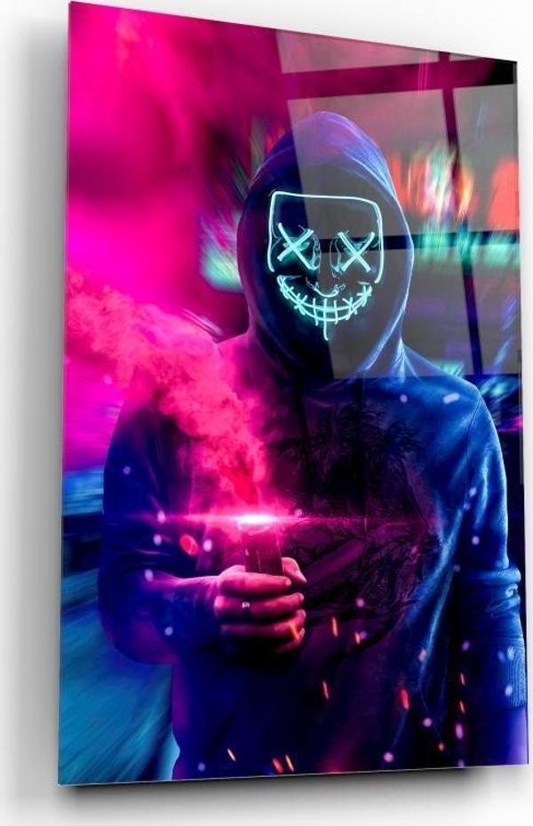 Neon Maske Cam Tablo | Hediyelik, Dekoratif, Ofis, Mutfak  - Image 1