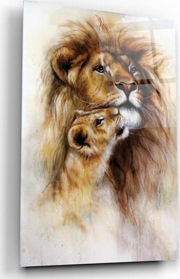 Aslan Cam Tablo | Hediyelik, Dekoratif, Ofis, Mutfak  - Image 1