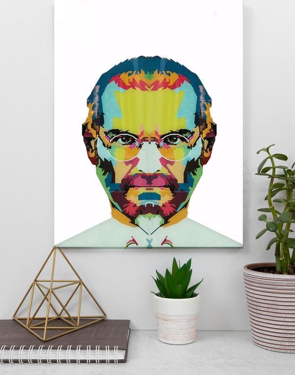 Steve Jobs Renkli Cam Tablo | Hediyelik, Dekoratif, Ofis, Mutfak  - Image 1