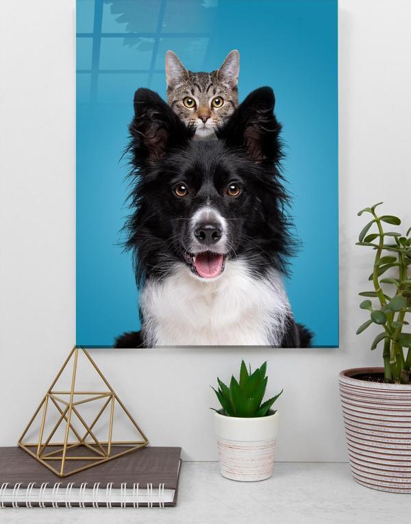 Köpek ve Kedi Cam Tablo | Hediyelik, Dekoratif, Ofis, Mutfak  - Image 1