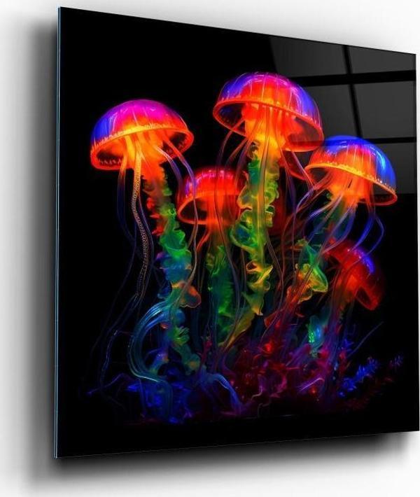 Neon Deniz Anası Cam Tablo | Hediyelik, Dekoratif, Ofis, Mutfak  - Image 1